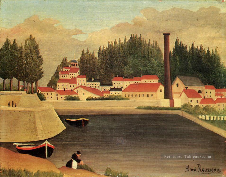 village près d’une usine 1908 Henri Rousseau post impressionnisme Naive primitivisme Peintures à l'huile
